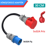 EVchargerCAR 5x32A Prİz(Kapaklı), 3x32A Fiş Dönüştürücü Adaptör.