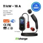 EVcharge 11 kW 16 A Elektrikli Araç Şarj Cihazı ve paket içindeki aksesuarlar